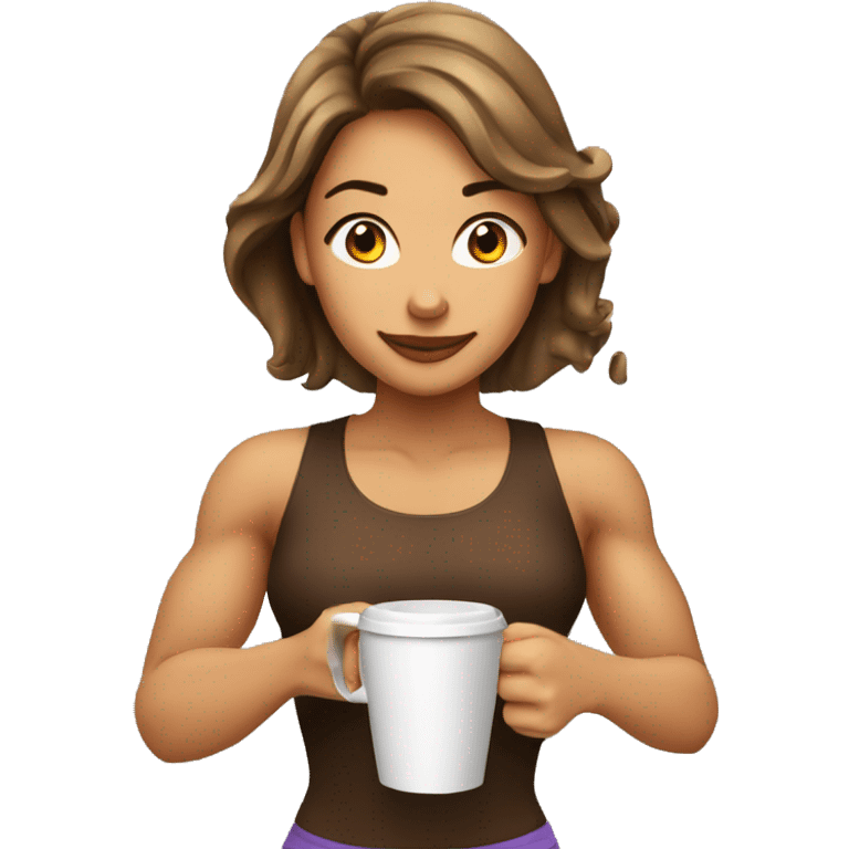 Super fit girl drinking coffee emoji