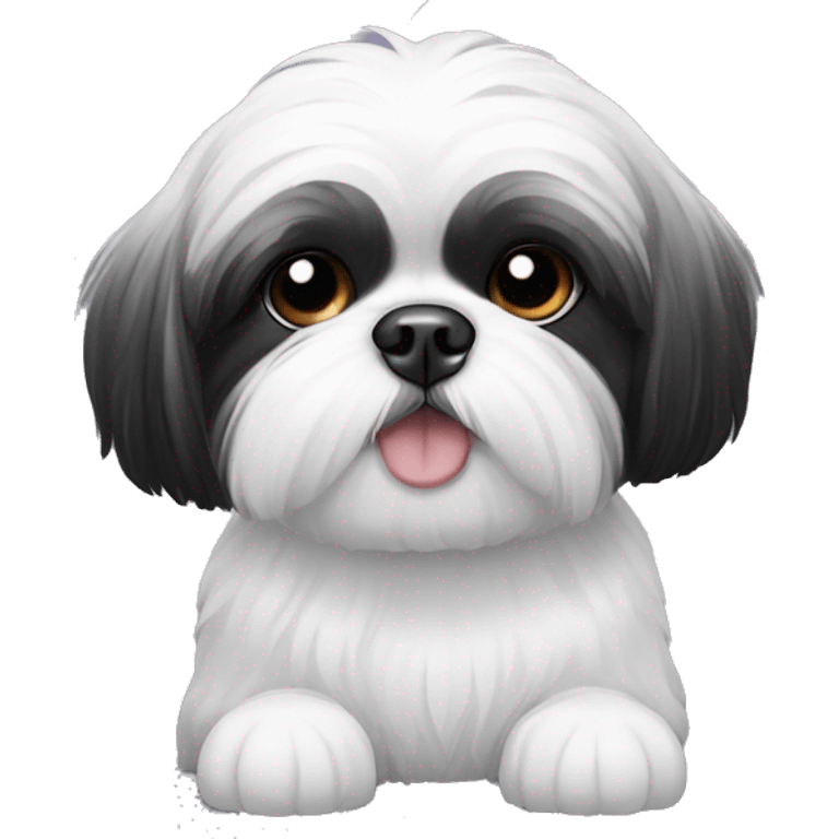 black and white shih tzu emoji