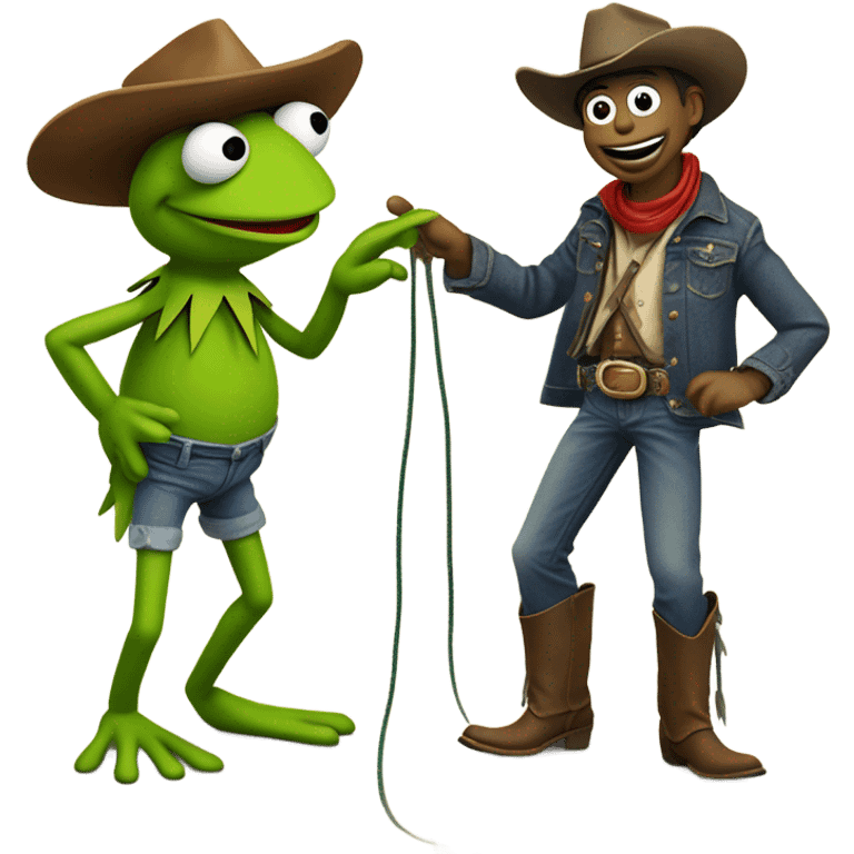 Kermit the frog vs a cowboy emoji