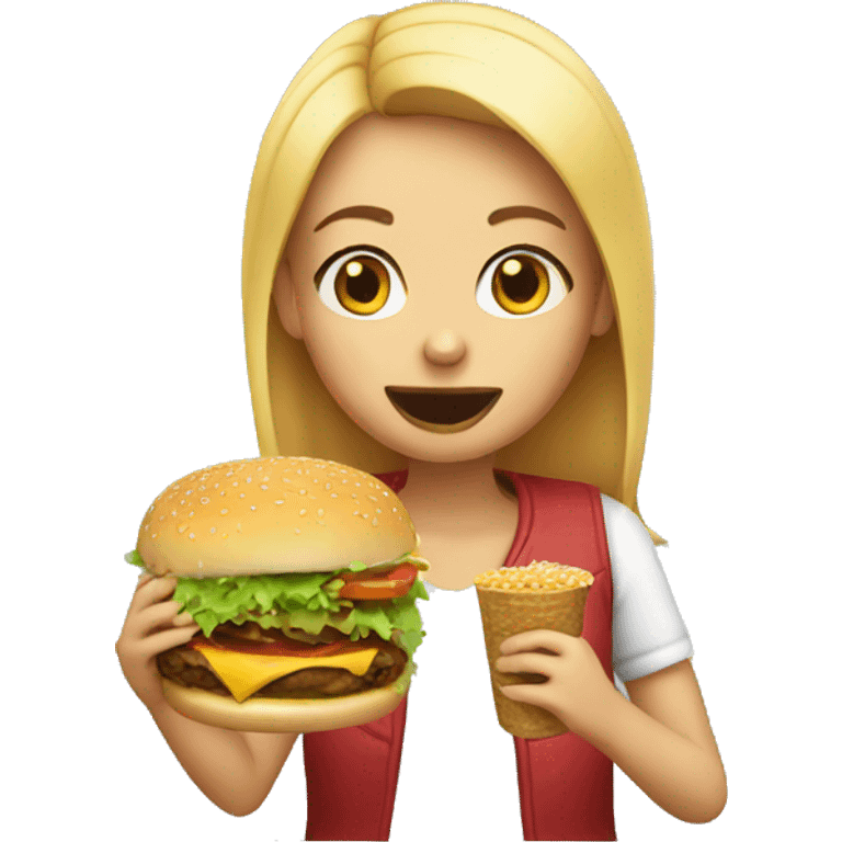 Girl eating a burger emoji