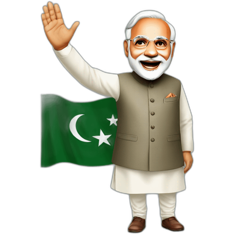 hyper realistic narendra modi waving pakistan flag emoji