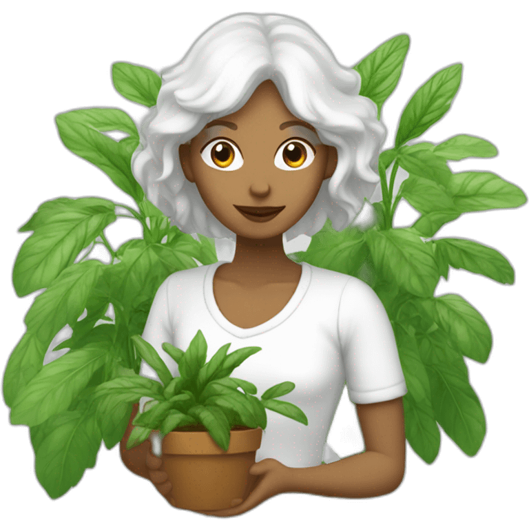 femme blanche entourée de plantes emoji