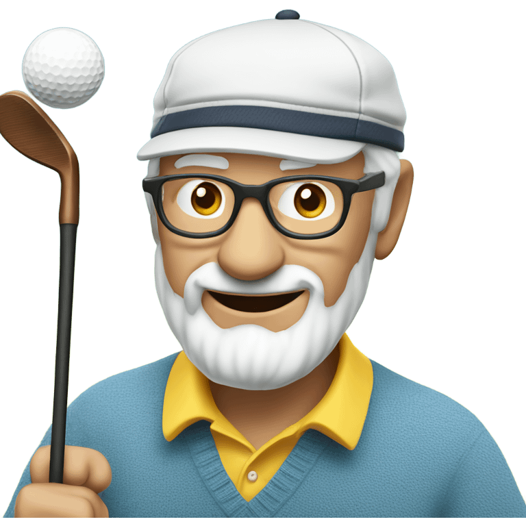 smiling elderly man in glasses swinging a golf club and wearing a cap emoji