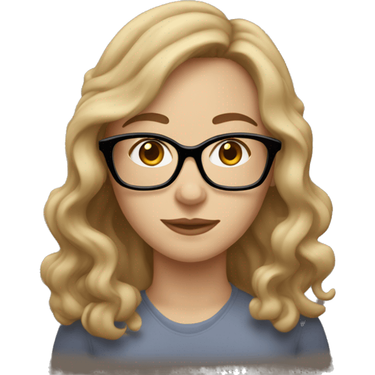 white woman with glasses and light brown wavy hair emoji