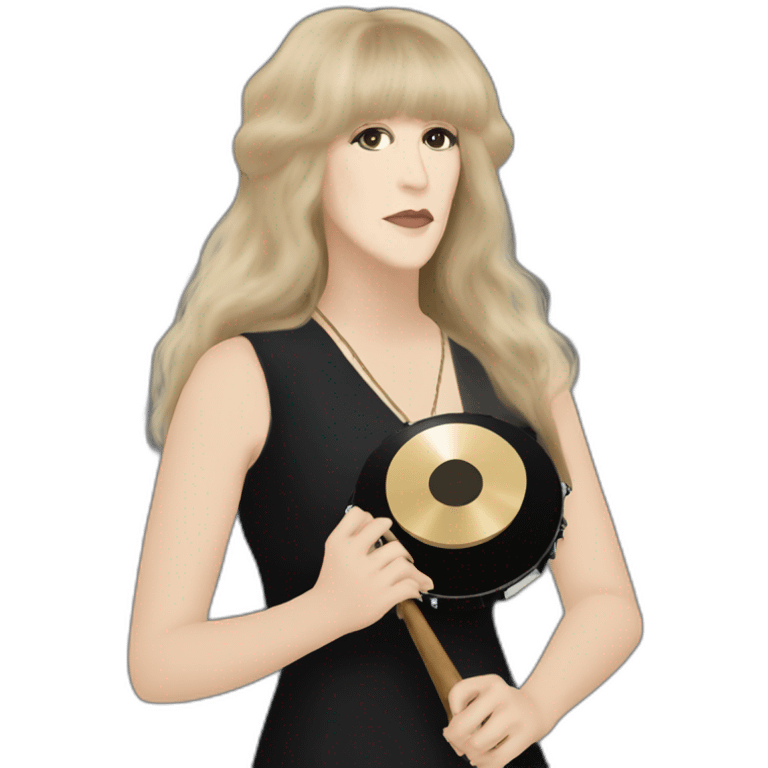 Stevie nicks in black holding a tambourine emoji