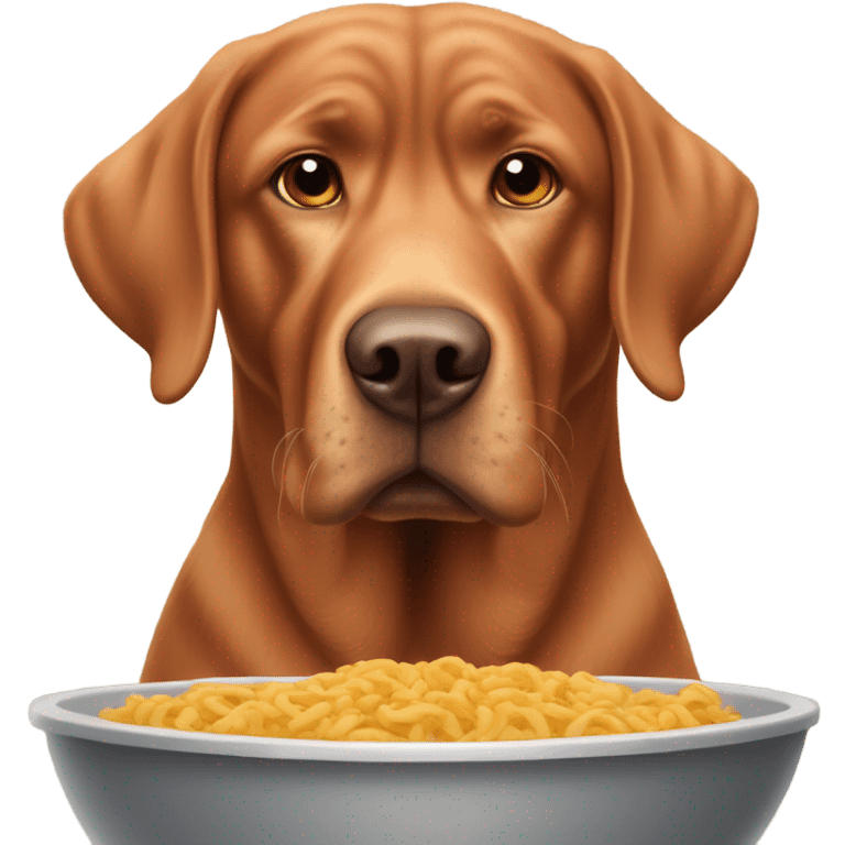 Sad red lab thinking about food emoji