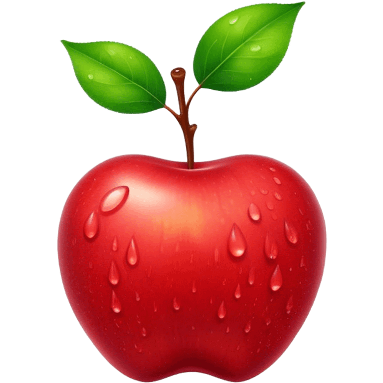 Cinematic Realistic Apple Emoji, Fresh and vibrant, with a crisp, red skin glistening with droplets of water. The smooth, shiny surface catches the light, while the green stem adds a natural touch. Soft glowing outline, capturing the essence of health, sweetness, and freshness in a crisp apple! emoji