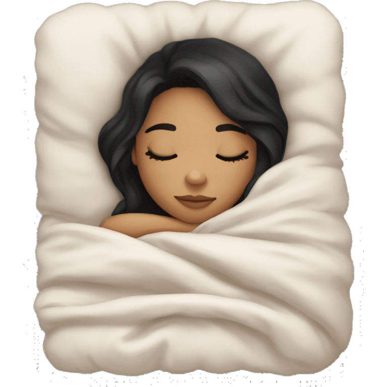 girl with black hair and light skin sleeping with blanket on emoji