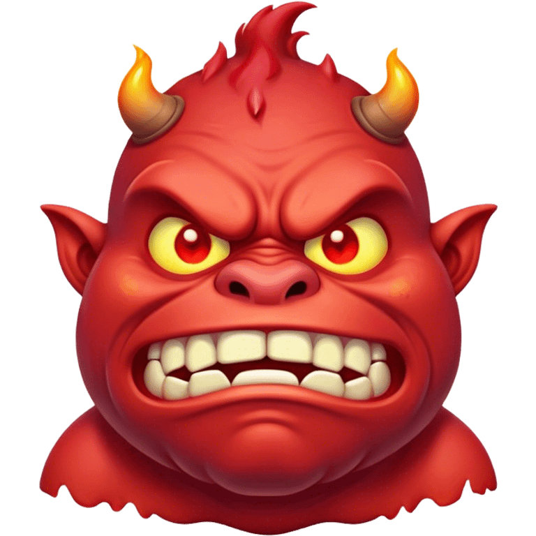 Combine the red ogre emoji, the hot emoji, and the eyes looking emoji into a new emoji emoji