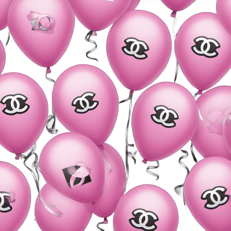 Pink and black and white balloons with A Chanel logo emoji