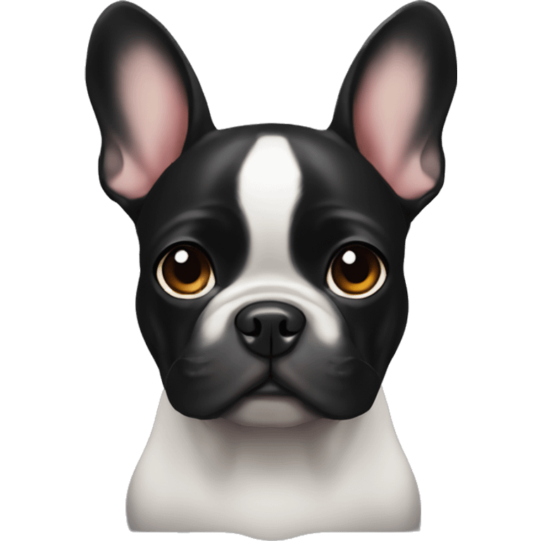 Black frenchbulldog with Cute Face and the Right ear down emoji