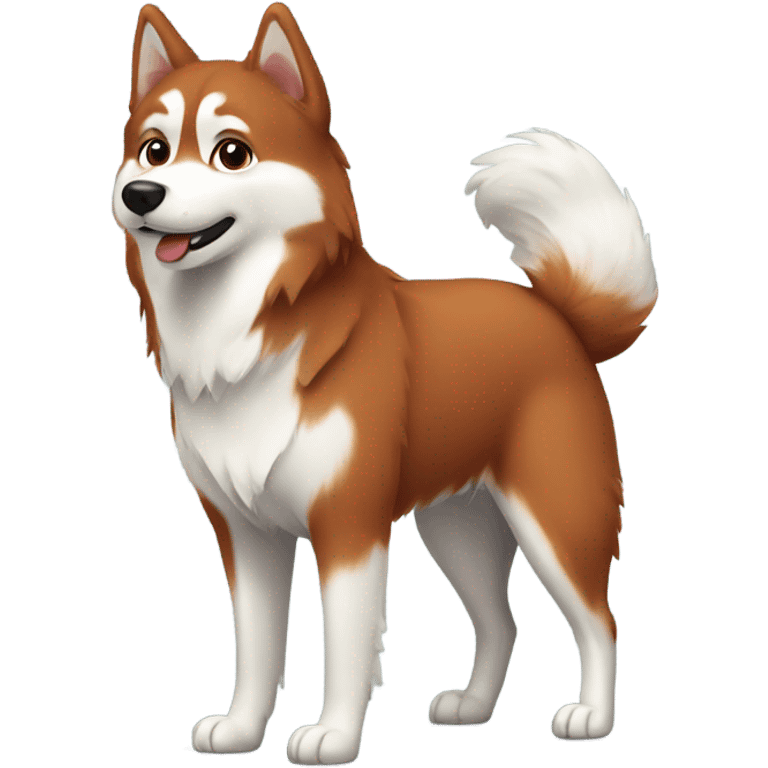 Fluffy red husky standing  emoji