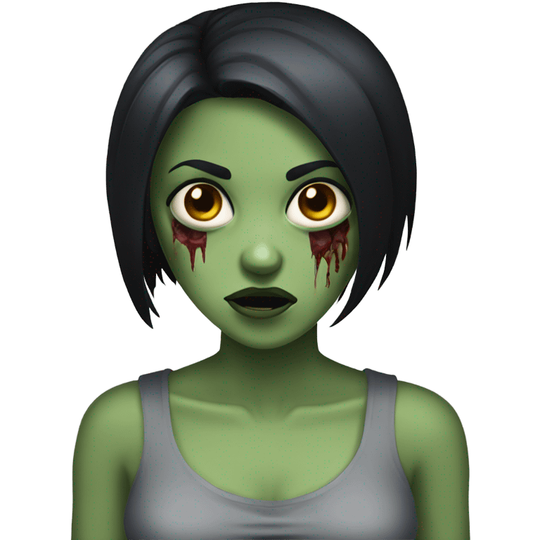 zombie girl with black hair emoji