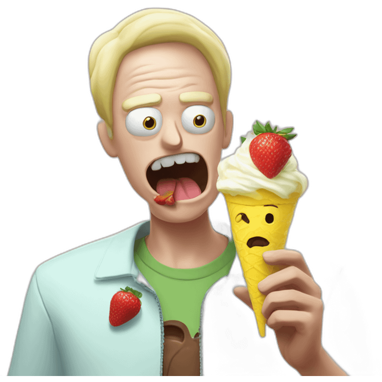  rick and morty eating a strawberry lemon gelato emoji