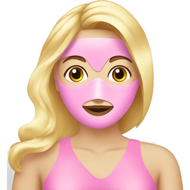 Blonde lady with face mask pink spa relaxing  emoji