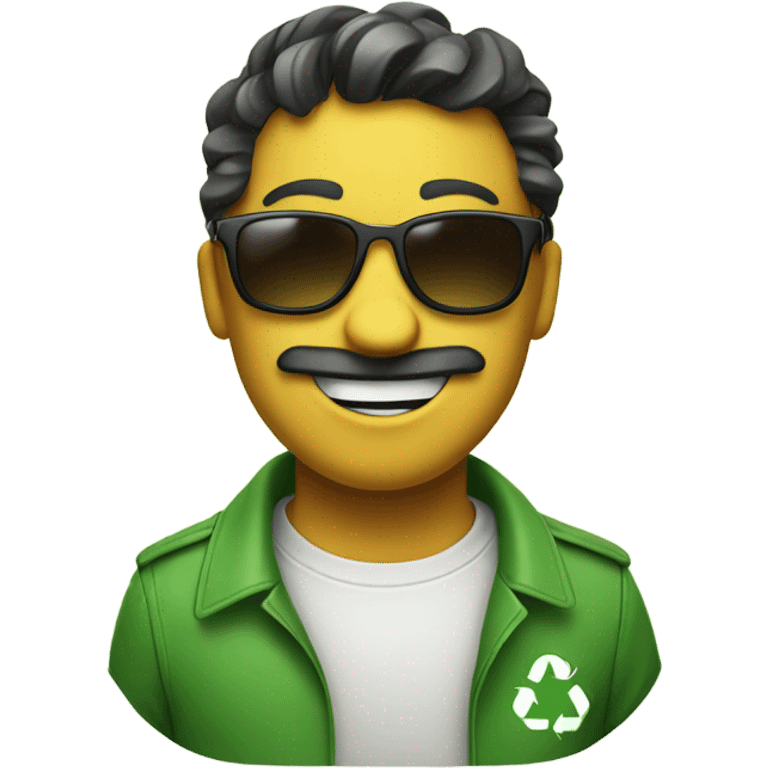 Recycle symbol wearing sunglasses  emoji