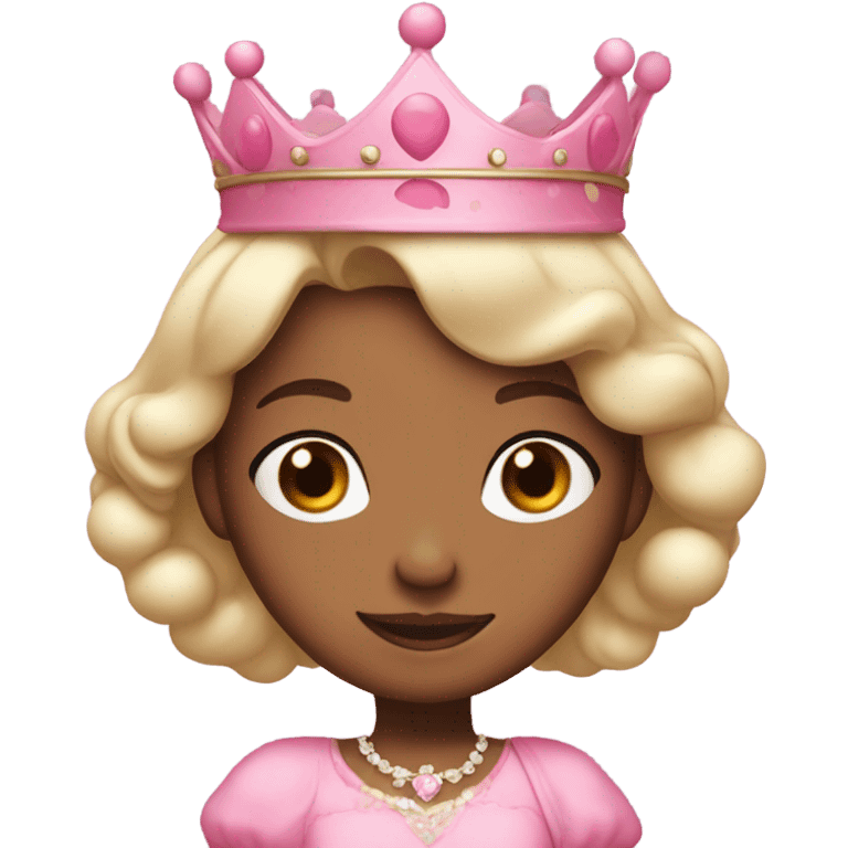 medium brown tone princess in pink bubble dress and crown emoji