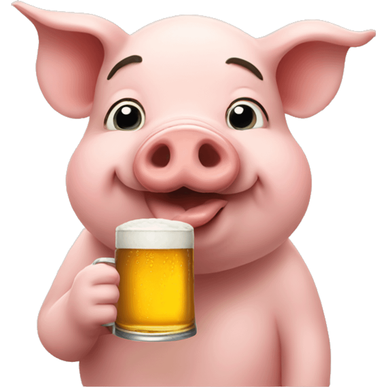 Pig drinking beer emoji