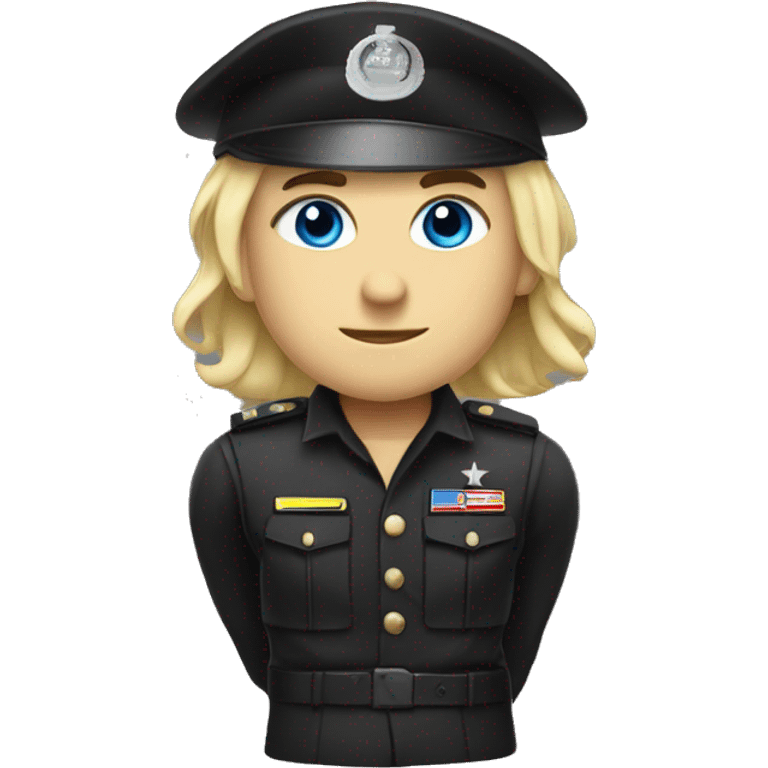 blonde hair and blues eyed special force soldier with a black uniform emoji