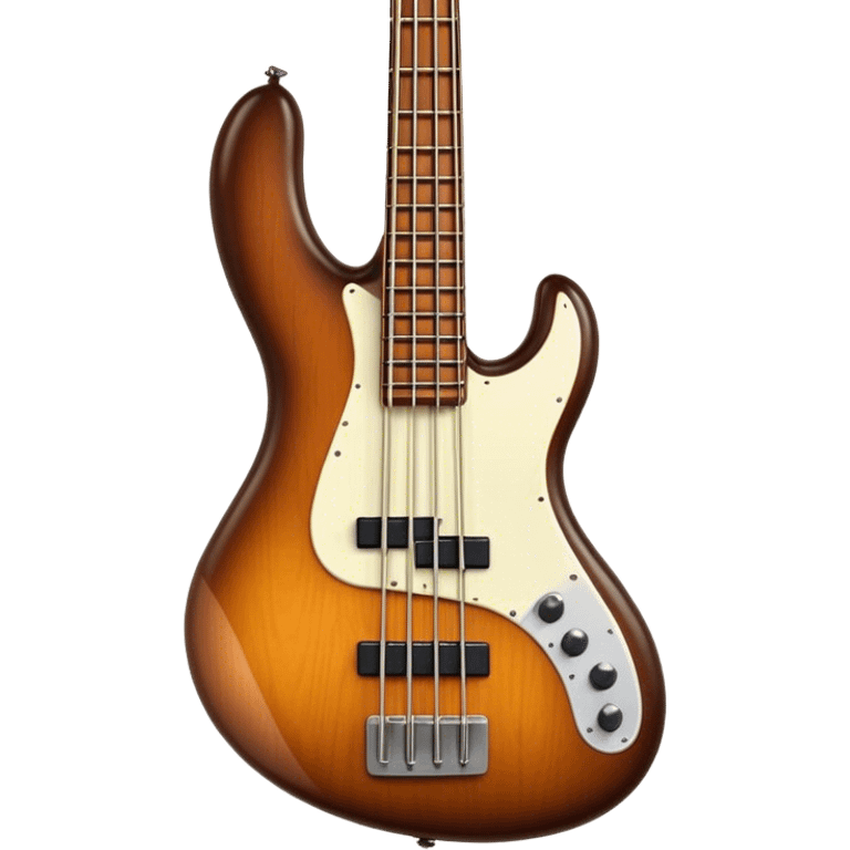 Cinematic Realistic Bass, deep polished wood with rich grain, thick taut strings stretching across its curved body, subtle warm lighting emphasizing its form, glowing with depth and powerful musical resonance. emoji