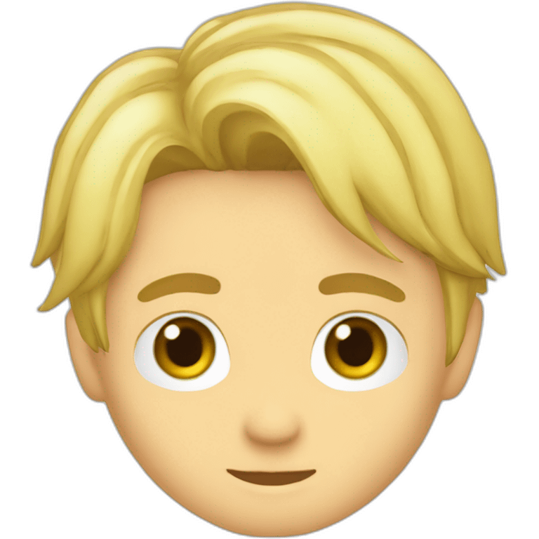 Sanji blond avec meche qui cache oeil droit et sourcils en vrille vers l'interieur du visage yeux bleux emoji