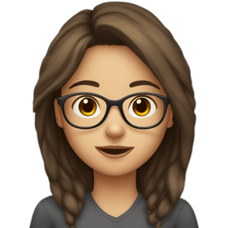 Girl with a brown hair, brown eyes and glasses emoji