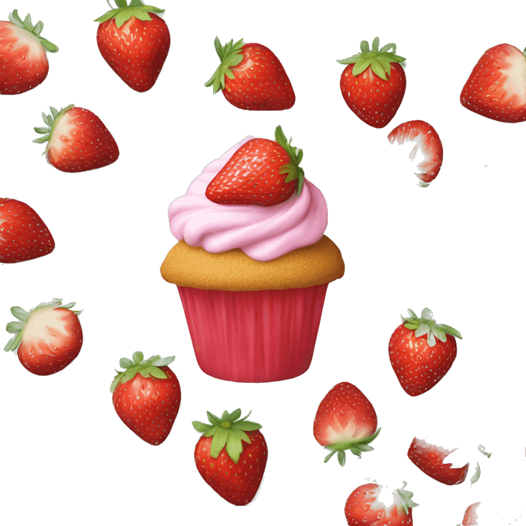 Strawberry cup cake emoji