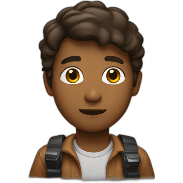 brown boy with a camera emoji