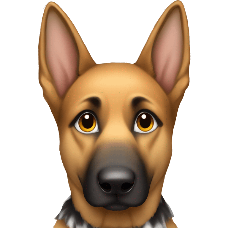 german shepherd wearing bright orange and white checkerd shirt emoji