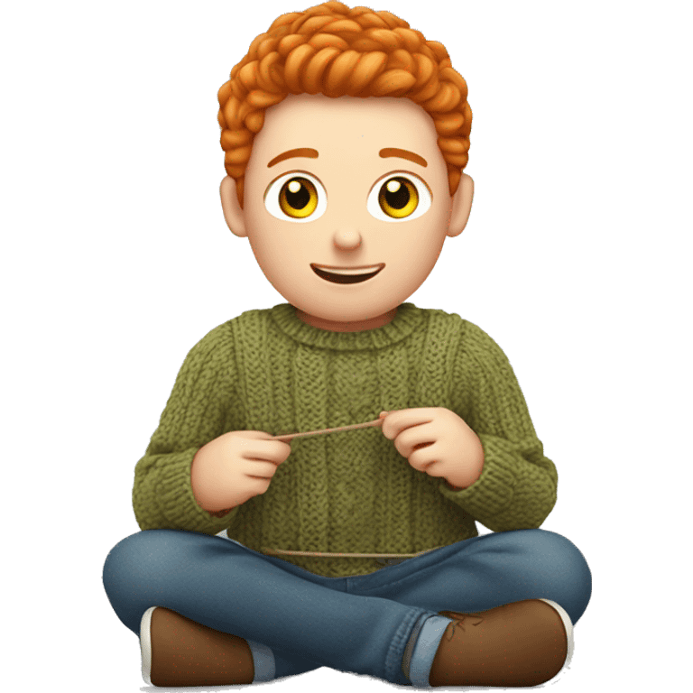 ginger boy knitting a sweater emoji