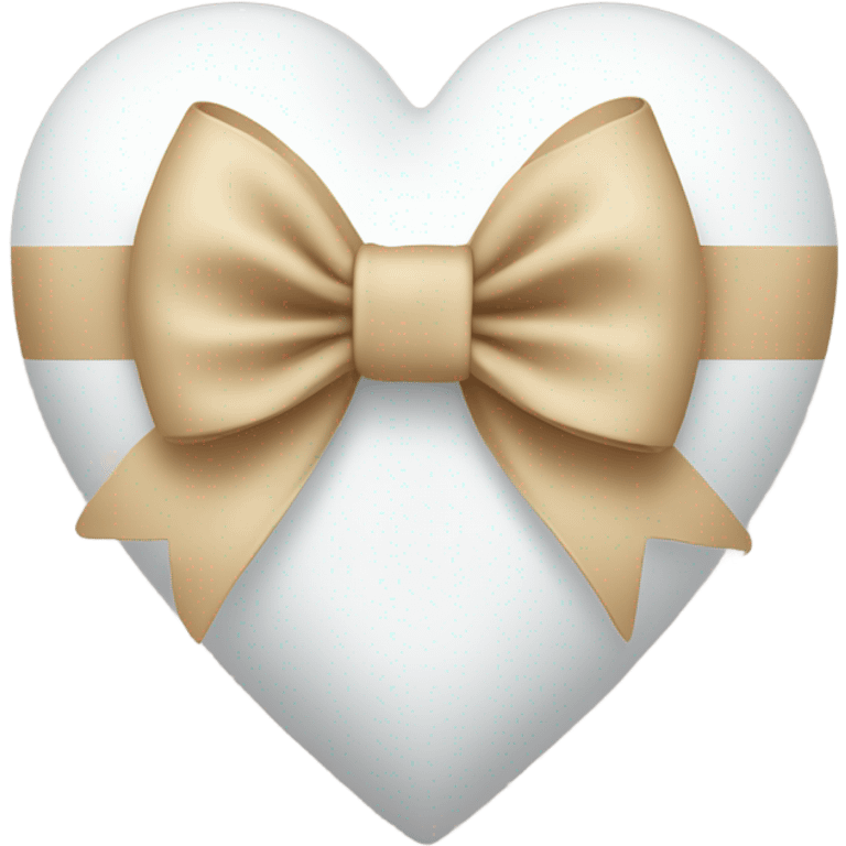 white heart with beige bow emoji