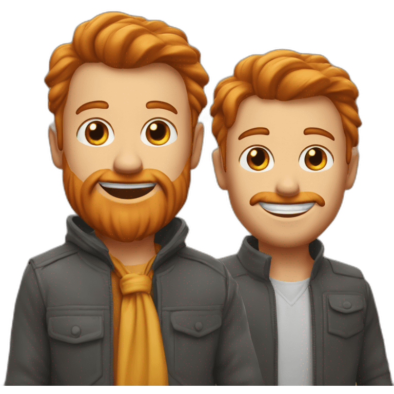 Homme roux avec un homme brin qui s’amuse  emoji