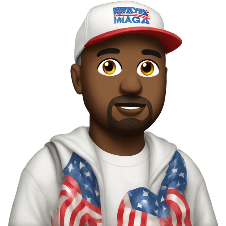 Kanye wearing maga hat emoji