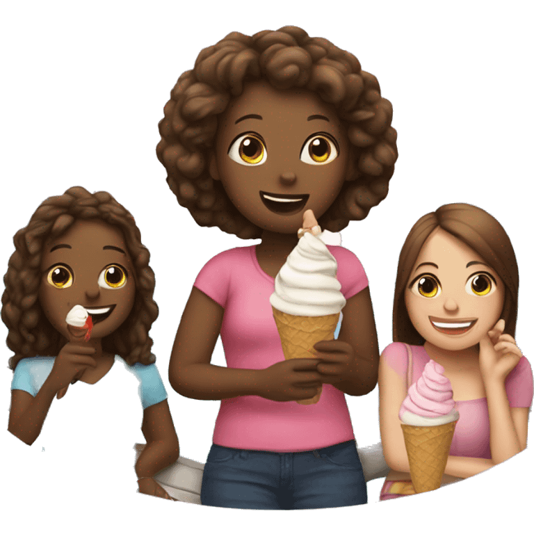 Girl on a cruise eating ice cream with friends  emoji