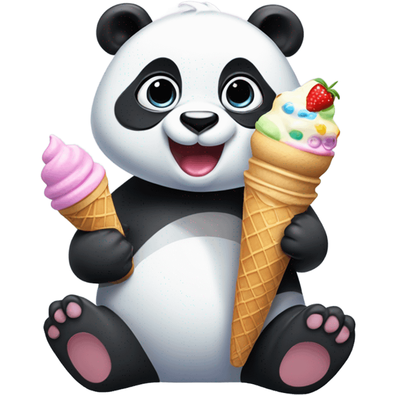 Panda eating ice cream emoji