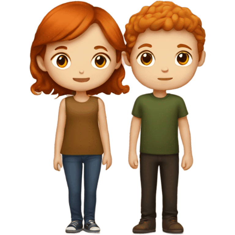 girl with ginger hair kissing boy with brown hair  emoji