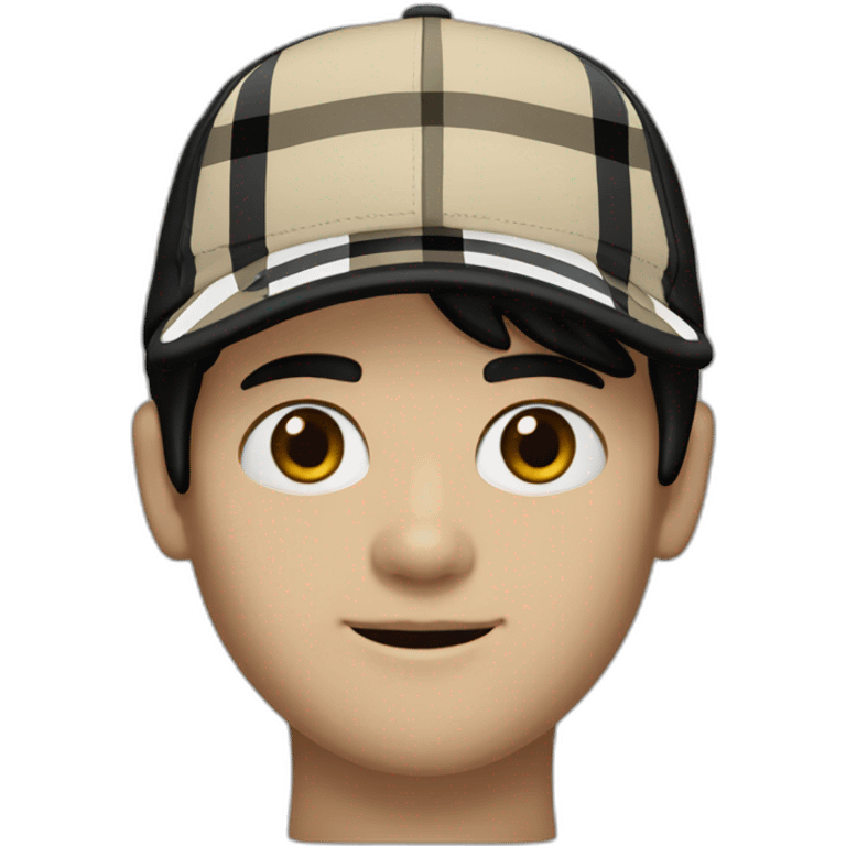 guy with white skin burberry cap and black mid-length hair emoji