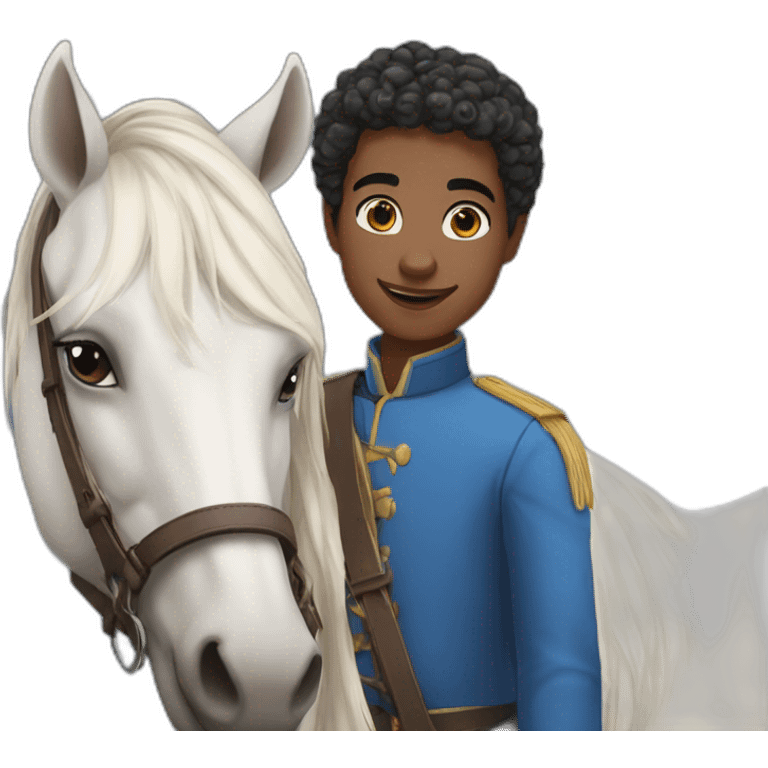 Le jeune Nicola à des grands chevaux bleu +🤩 emoji