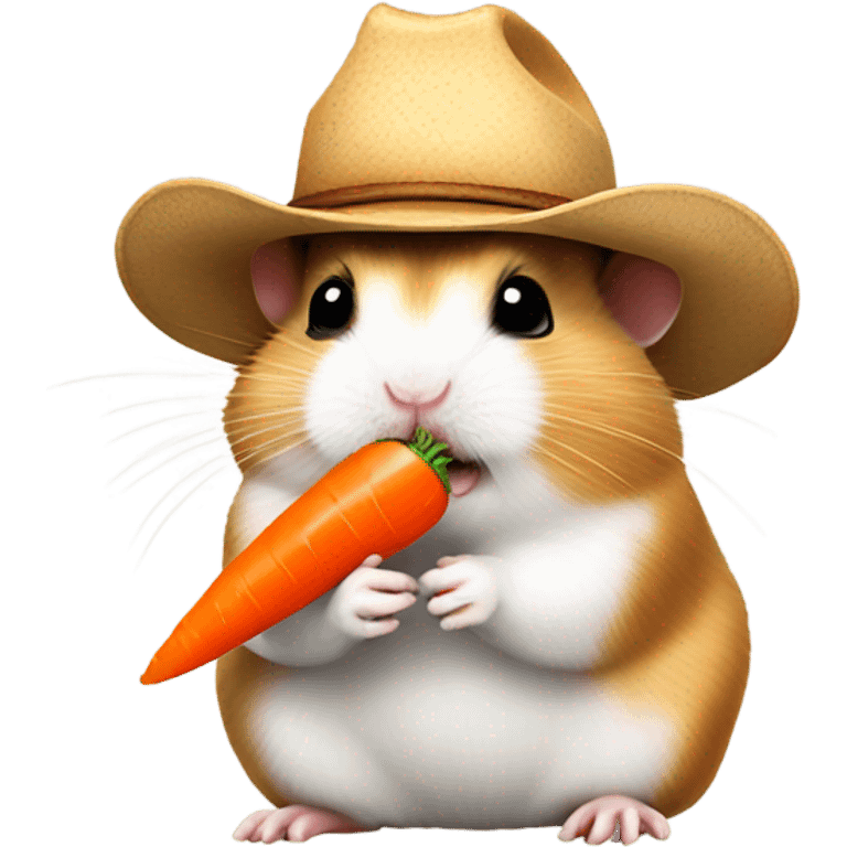 Hamster wearing a cowboy hat eating a carrot  emoji