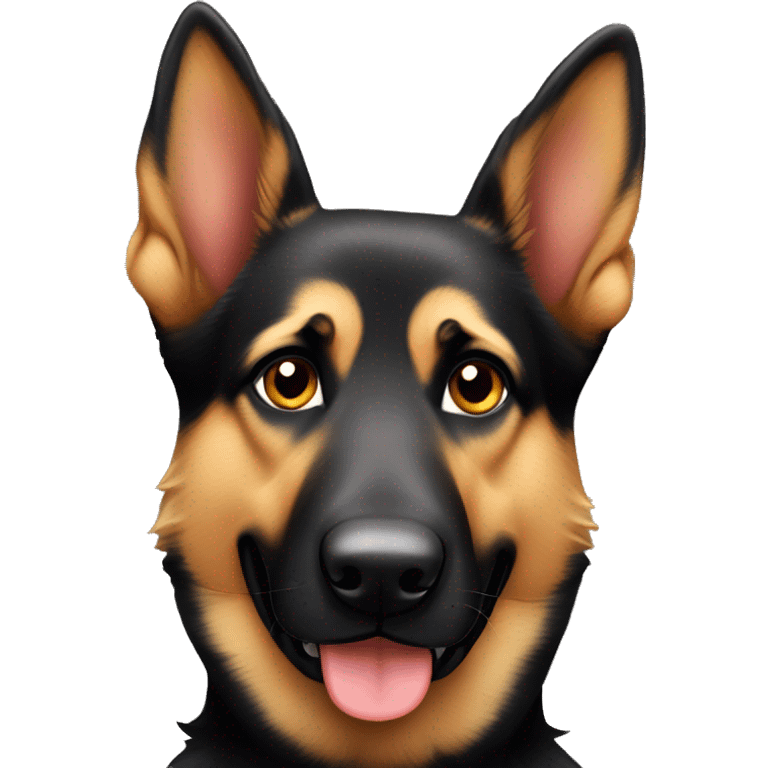 Black and tan German Shepard dog with one floppy ear emoji