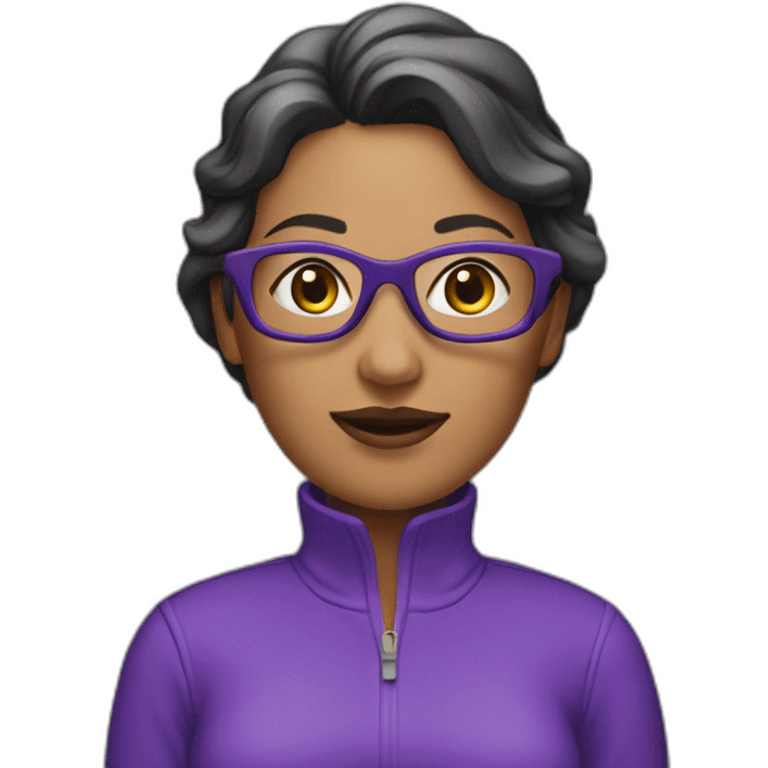 woman strategic planner with purple pull over emoji