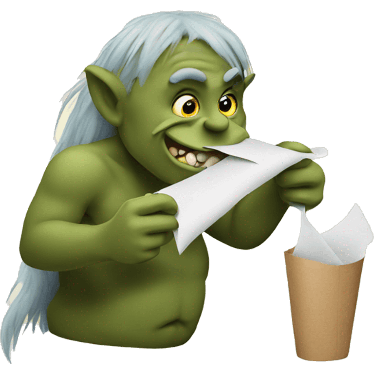 Troll eating paper emoji