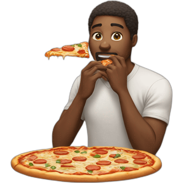 Black man eating pizza emoji