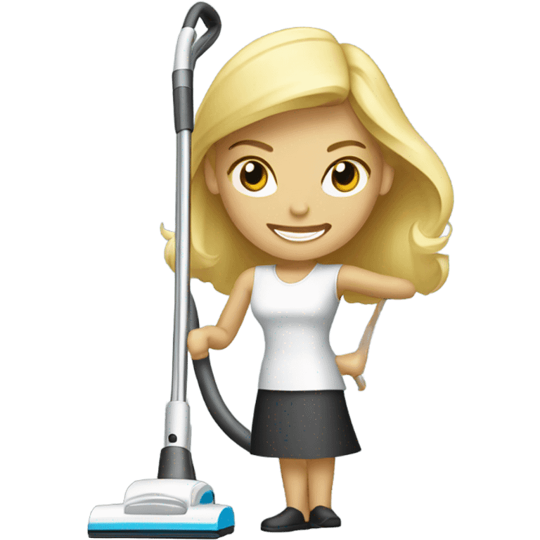 Blonde woman with hoover emoji