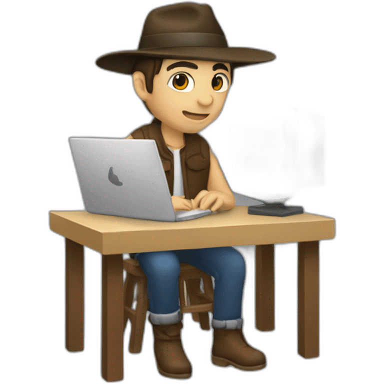 gaucho programmer nohat and writing code on a computer emoji