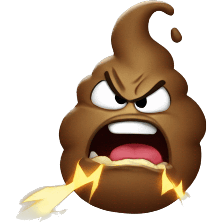 Angry poo with lightning emoji