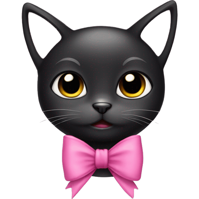 cute black cat with pink bow emoji