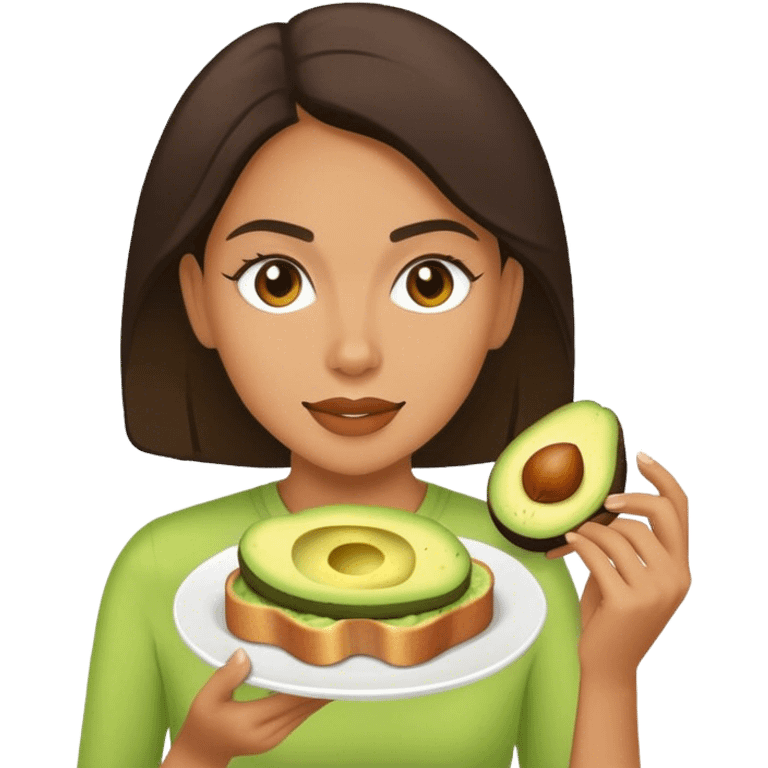 Mixed girl eating avocado toast emoji