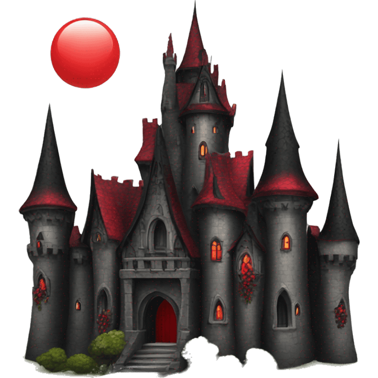 Black and red gothic castle with roses emoji