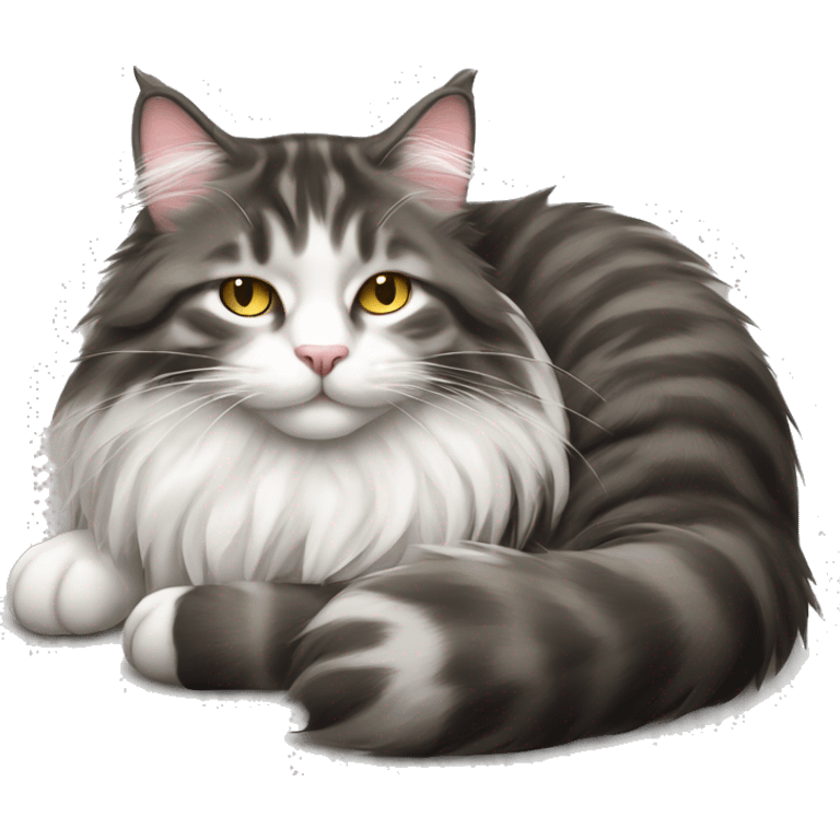 sleeping norwegian forest cat emoji